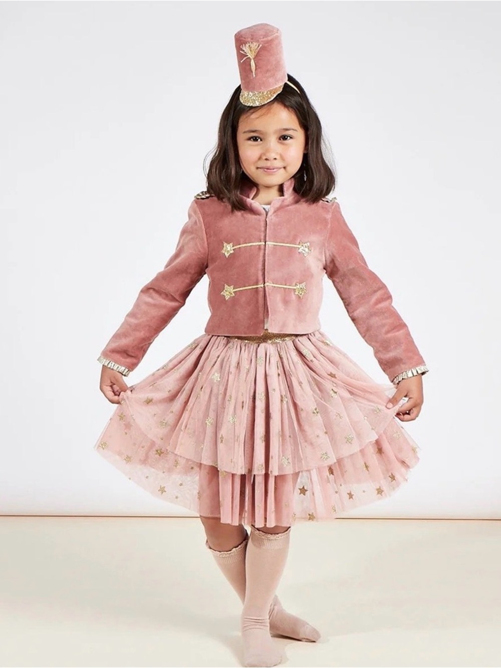 Meri Meri dusty pink tot soldier Christmas outfit